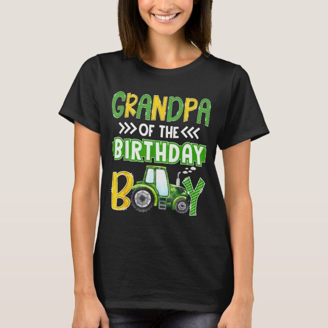 Grandpa Of The Birthday Boy Tractors Farm Trucks F T-Shirt (Vorderseite)