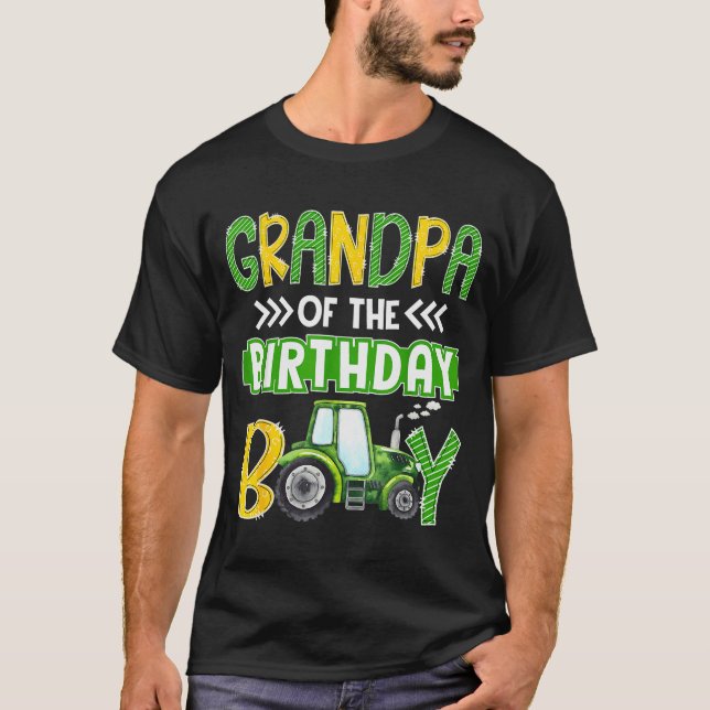 Grandpa Of The Birthday Boy Tractors Farm Trucks F T-Shirt (Vorderseite)