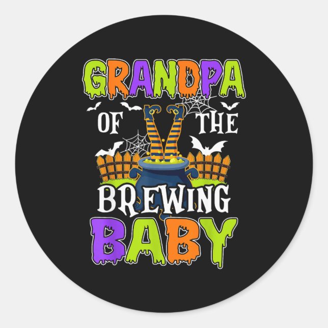 Grandpa Of The Brewing Baby Halloween Witch Baby F Runder Aufkleber (Vorderseite)