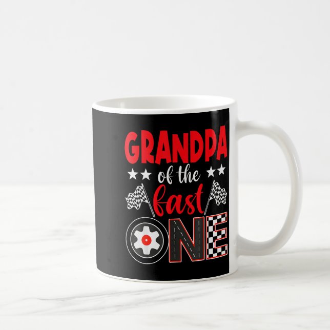 Grandpa Of The Fast One Birthday 1st Race Car Fami Kaffeetasse (Rechts)