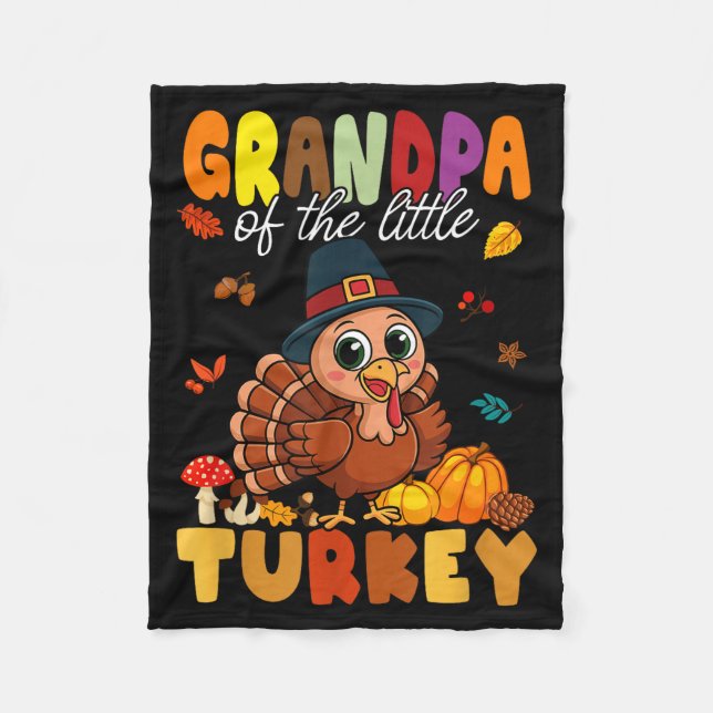 Grandpa Of The Little Turkey Thanksgiving Baby Sho Fleecedecke (Vorderseite)