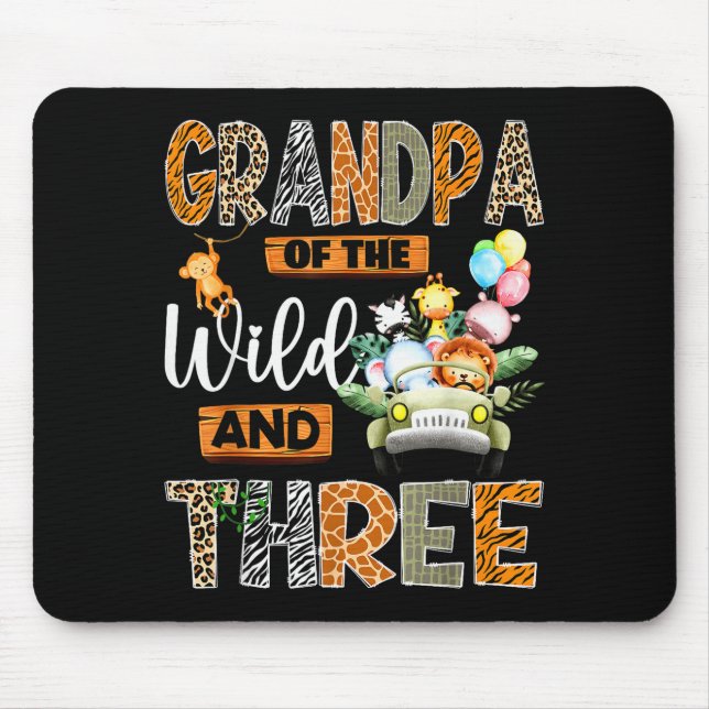 Grandpa Of The Wild And Three 3rd Birthday Boy Saf Mousepad (Vorne)