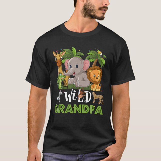 Grandpa Of The Wild Zoo Birthday Safari Jungle Ani T-Shirt (Vorderseite)