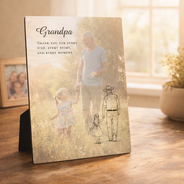 Grandpa Photo Line Art From Granddaughter Fotoplatte (Von Creator hochgeladen)