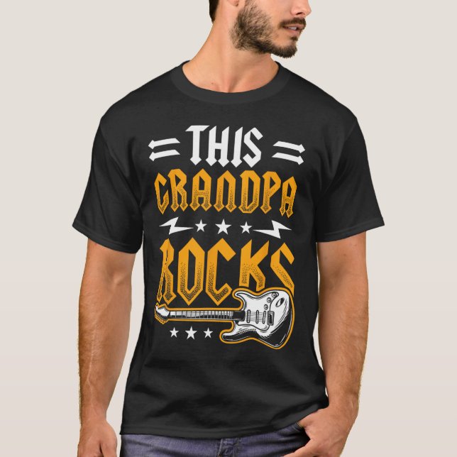 Grandpa Rocks Vater Guitar T-Shirt (Vorderseite)