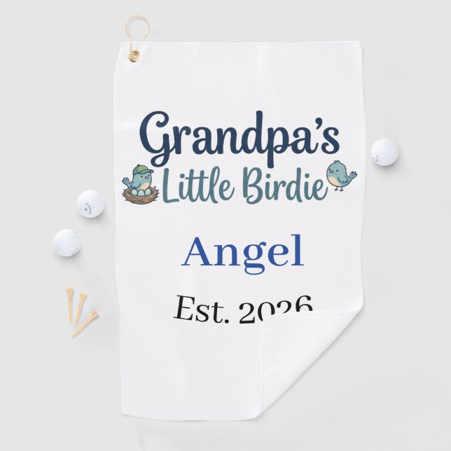 Grandpa’s Little Birdie Baby Keepsake Golf Ball Golfhandtuch (Insitu)