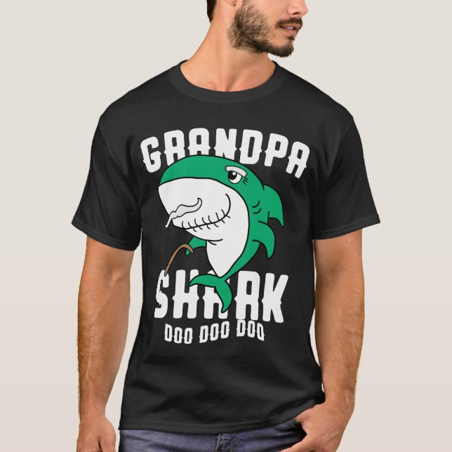 Grandpa Shark Daddy Birthday Halloween Christmas T-Shirt (Vorderseite)