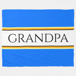GRANDPA Text Bright Blue White Racing Stripes Fleecedecke