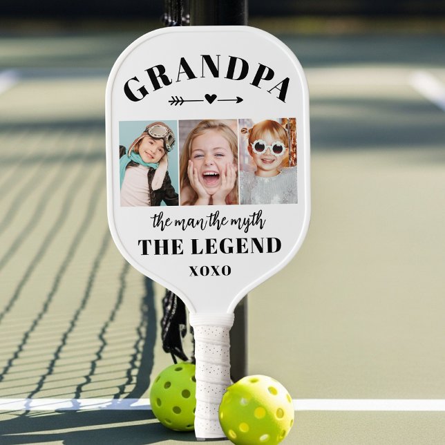 Grandpa The Man The Myth Modern Photo Collage  Pickleball Schläger (Von Creator hochgeladen)