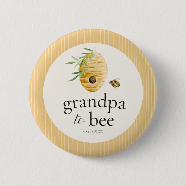 Grandpa To Bee Bumblebee Baby Shower Family Pin Button (Vorderseite)