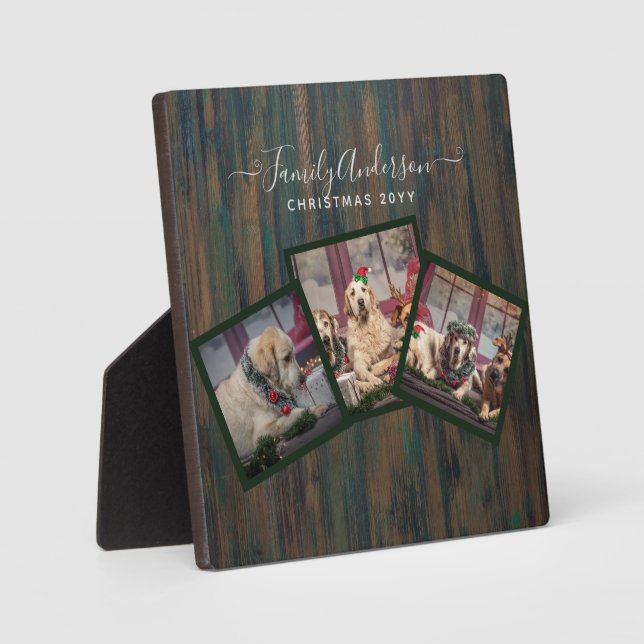 GRANDPARENT FOTO COLLAGE GIFTS - Rustikales Holz Fotoplatte (Vorderseite)