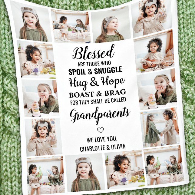 Grandparents Photo Collage Fleecedecke (Von Creator hochgeladen)