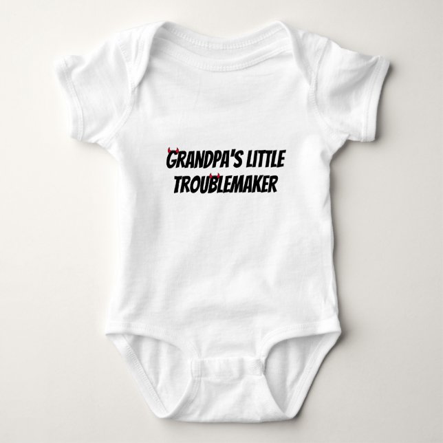 Grandpas Little Troublemaker Funny Grandfather Baby Strampler (Vorderseite)