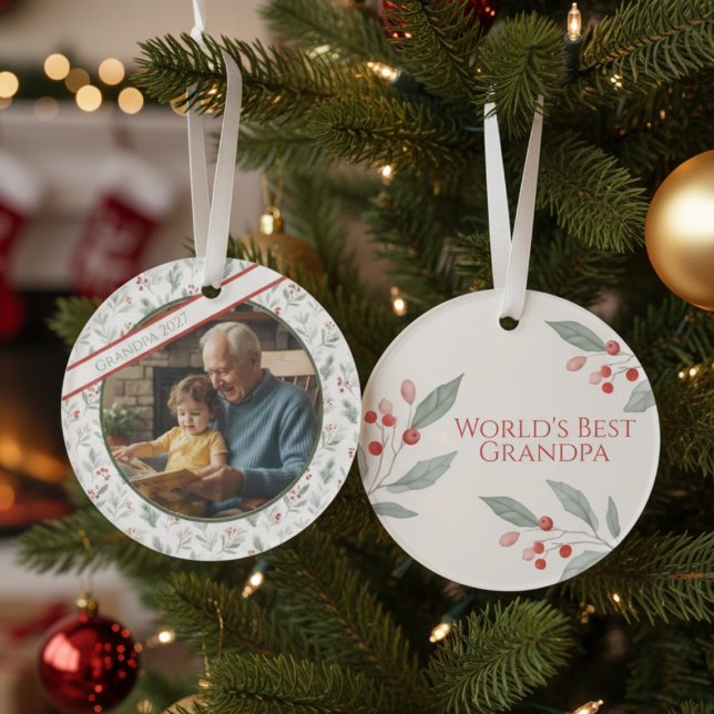 Grandpa's Love Ornament - Custom Photo Keepsake (Grandpa personalized photo Christmas ornament)