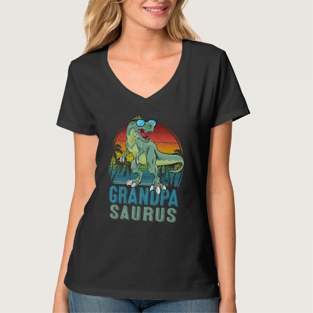 Grandpasaurus Rex Dinosaur Retro Vater Saurus Fami T-Shirt (Vorderseite)