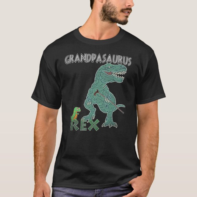 Grandpasaurus Rex Dinosaur with Walking Cane T-Shirt (Vorderseite)