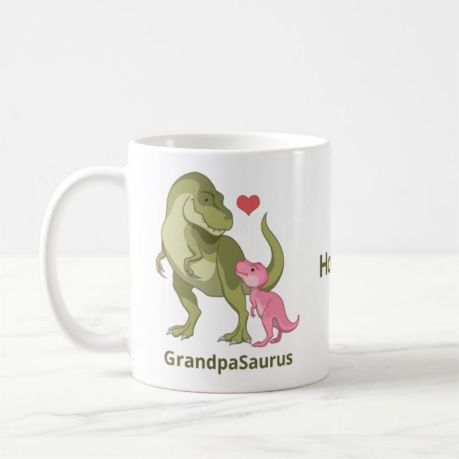 GrandpaSaurus T-Rex und Baby Girl Dinosaurier Kaffeetasse (Links)