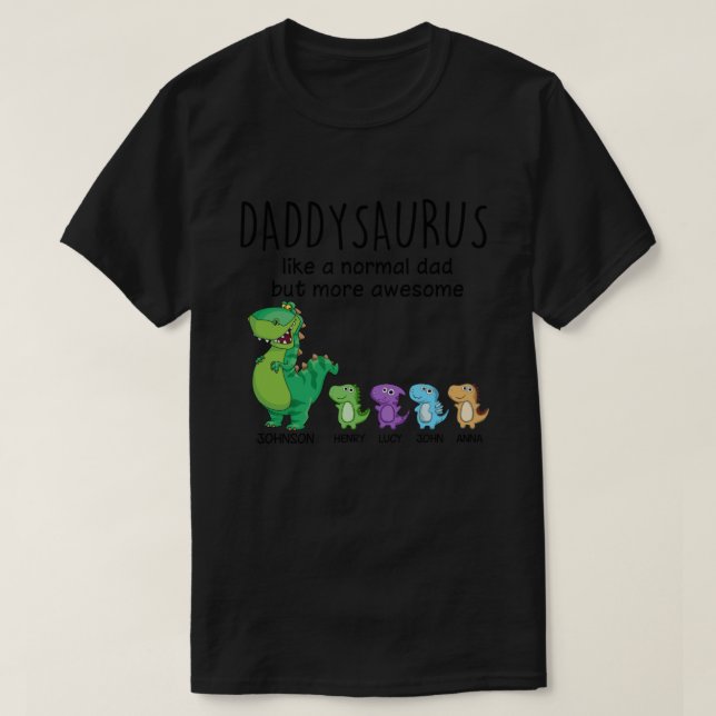 Grandpasaurus und Kinder Personalisiert T-Shirt (Design vorne)