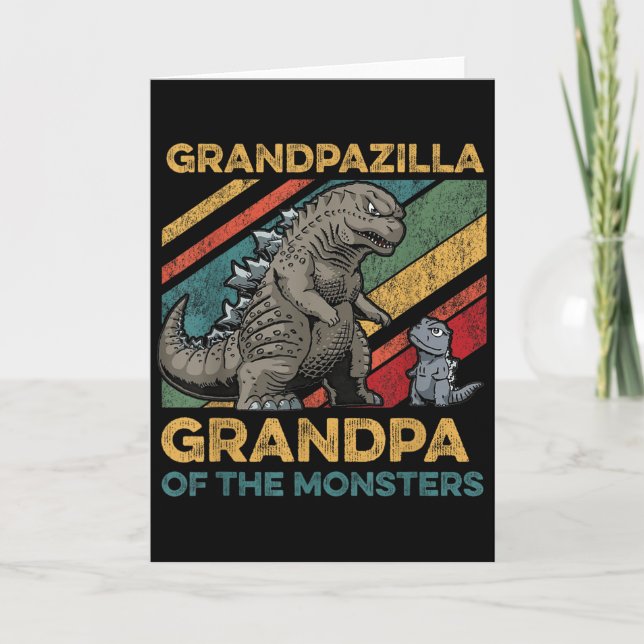 Grandpazilla Grandpa Of Monsters Halloween Christm Karte (Vorderseite)