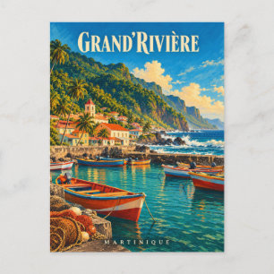 Grand'Rivière Martinique Vintage Reiseplakat Postkarte