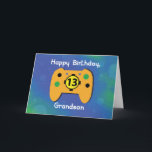 Grandson 13-jähriger Gamer-Controller Karte<br><div class="desc">Für Ihren 13-jährigen Enkel ist dieser Gaming-Controller vorne. Das Zentrum des Controllers ist die Nummer 13 für seinen 13. Geburtstag! Power hoch und Level-Up mit dieser lustigen Geburtstagskarte für den Spieler.</div>