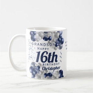 Grandson 16. Geburtstag Navy Ballon Kaffeetasse