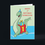 Grandson, 1. Geburtstag Dinosaurier Karte<br><div class="desc">Ihr Enkel wird die Überraschung seines Lebens bekommen,  wenn er diesen gigantischen Dinosaurier auf dem Cover seiner 1. Geburtstagskarte sieht. Lass ihm,  seinen Tag mehr zu genießen,  indem er ihm das gibt.</div>