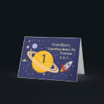Grandson 1. Geburtstagsplaneten im Weltraum Karte<br><div class="desc">Ein erster Geburtstag ist immer aufregend und aus dieser Welt! Feiern Sie mit Ihrem Enkel,  der eine mit dieser Geburtstagskarte zum Thema Platz macht.</div>