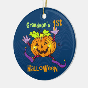Grandson 1. Halloween Happy Pumpkin Keramik Ornament