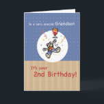 Grandson 2. Teddy Bear Balloon Geburtstag Karte<br><div class="desc">Das ist die Karte,  die du gesucht hast. Dein Enkel wird bald zwei sein. Wünschen Sie ihm das Beste auf seinem 2. Geburtstag mit diesem Teddybär,  der mit einem roten,  weißen und orangefarbenen Ballon kommt. Alles auf einem weichen,  braunen,  blauen und weißen Hintergrund mit schönen Polka-Punkten.</div>