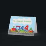 Grandson 4. Geburtstag farbenfroher Zug auf Schien Karte<br><div class="desc">Diese Karte versage nie,  Spaß und Farbe in den Tag Ihres Enkels zu bringen,  wenn Sie ihm diese geben,  um ihn an seinem 4. Geburtstag zu begrüßen. Der farbenfrohe Zug auf der Vorderseite quält sich seiner Richtung zu,  um lustige Grüße zu schicken.</div>