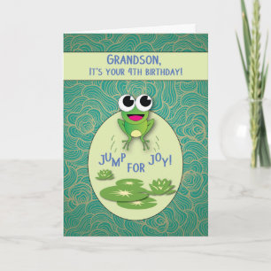 Grandson, 4. Geburtstag, Frosch Karte