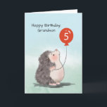 Grandson 5. Geburtstag Niedlicher Igel mit Ballon Karte<br><div class="desc">Diese Geburtstagskarte ist perfekt für einen Enkel, der 5 Jahre alt ist und niedliche und bezaubernde Tiere Lieben hat! Auf der Vorderseite der Karte befindet sich ein bezaubernder Igel, der auf einen hellen roten Ballon mit der Nummer 5 schaut und so ein spielerisches und fröhliches Gefühl schafft. Diese Karte ist...</div>