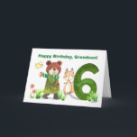 Grandson 6. Geburtstag Wasserfarbenbär und Fox Karte<br><div class="desc">Die Reise eines Enkels ins sechste Lebensjahr ist voller neuer Entdeckungen, und diese bezaubernde Geburtstagskarte feiert den Spaß vor uns! Ein gemütlicher Bär, ein verspielter Fuchs und ein fröhlicher kleiner Vogel wandern in einer traumhaften Aquarelllandschaft zu einer kühlen Nummer 6 zusammen. Ideal für einen wachsenden Jungen, der jeden Tag mit...</div>