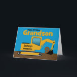 Grandson 9. Geburtstag Gelber Bagger Name hinzufüg Karte<br><div class="desc">Eine lustige neunte Geburtstagskarte für einen Enkel, der Baumaschinen und Erdbeweger Liebe. Es hat einen gelben Bagger an der Vorderseite mit einem Bereich auf dem Taxi, wo Sie den Namen der Baufirma in den Namen Ihres Enkels ändern können. Die Nummer 9 wird im Eimer des Diggers zusammengefasst.Wenn Sie die große...</div>
