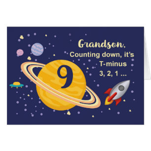 Grandson 9. Geburtstag Planeten im Weltraum