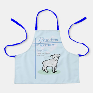 Grandson Baptisk Blue Boy Lamb Personalisiert Schürze