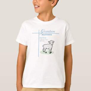 Grandson Baptisk Blue Boy Lamb Personalisiert T-Shirt