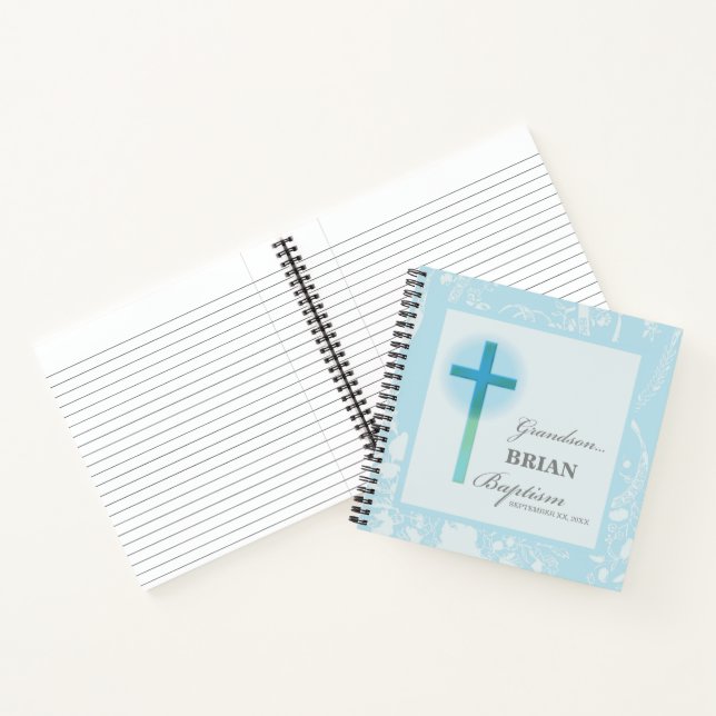 Grandson Baptisk Blue Lace Personalisiert Notizbuch (Innenseite)