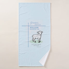 Grandson Baptisk Blue Lamb Personalisiert Badehandtuch