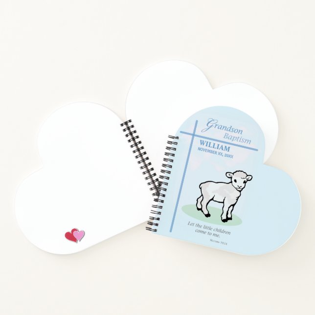 Grandson Baptisk Blue Lamb Personalisiert Notizbuch (Innenseite)