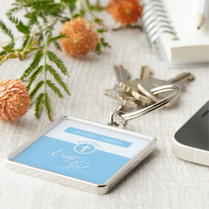 Grandson Baptism Herzlichen Glückwunsch Blaues Kin Schlüsselanhänger