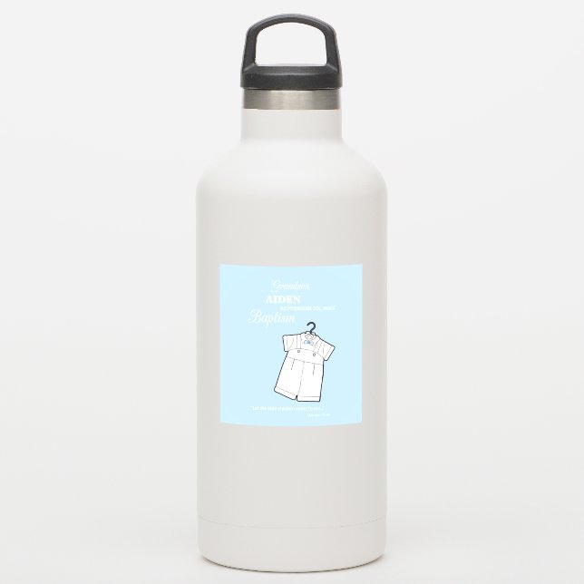 Grandson Baptisse Anzug auf Baby Blue Personalisie Aufkleber (Wassserflasche)
