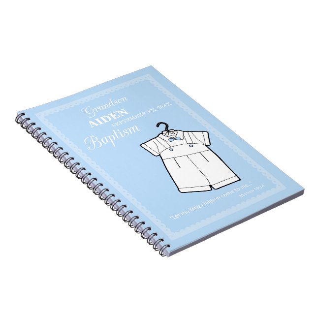 Grandson Baptisse Anzug auf Baby Blue Personalisie Notizblock (Rechte Seite)
