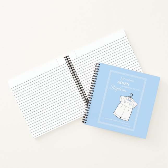 Grandson Baptisse Anzug auf Baby Blue Personalisie Notizbuch (Innenseite)
