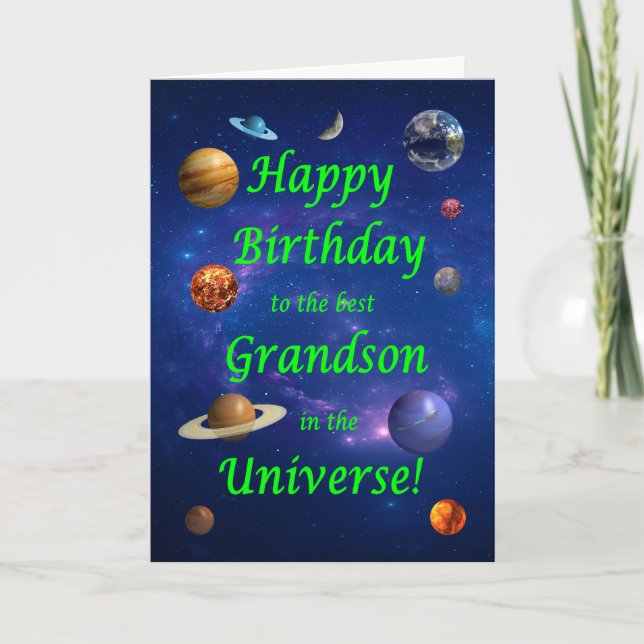 Grandson Birthday Best in the Universe Karte (Vorderseite)