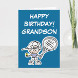 Grandson Birthday Card mit kleinem Tennisboy Karte<br><div class="desc">Grandson Geburtstagskarte mit einem kleinen Tennisjungen. Kindertennis Cartoon Design. Erstellen Sie Geschenke für Tennisspieler mit einem lustigen Slogan,  Sprichwort,  Zitat,  Namen oder Witz.</div>