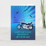 Grandson Birthday Motorrad Sunset Card Karte<br><div class="desc">Herzlichen Glückwunsch zur Geburtstagskarte mit einem Motorrad. Eine perfekte Karte für einen Biker. Ein blaues Motorrad mit einem stilvollen Sonnenuntergang und fliegenden Vögeln. Jeder Radfreund wird Liebe haben,  eine solche Karte zu bekommen.</div>