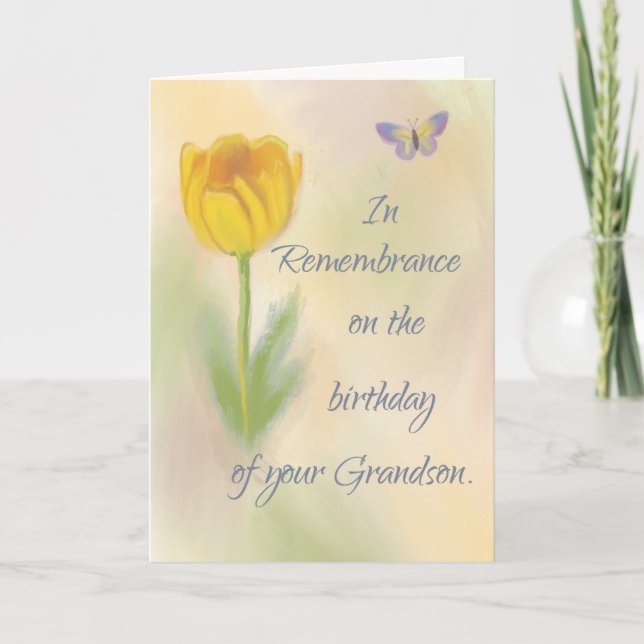 Grandson Birthday Remembrance Blume Karte (Vorderseite)