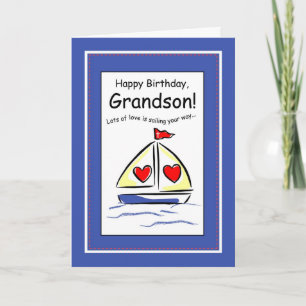 Grandson Birthday, Segelboot, Christlich Karte